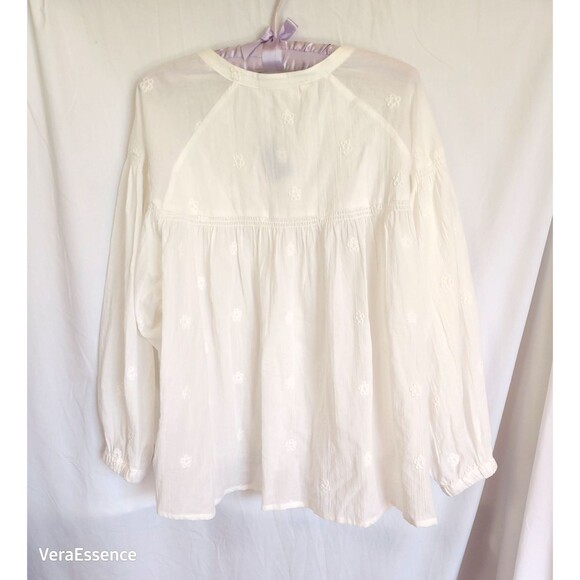Electric & Rose Sasha Top Tunic Sheer Cotton Shirt in Cloud White Embroidered M - Picture 12 of 12